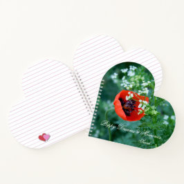 Cuaderno Custom Heart Notebook: Original Red Poppy Macro