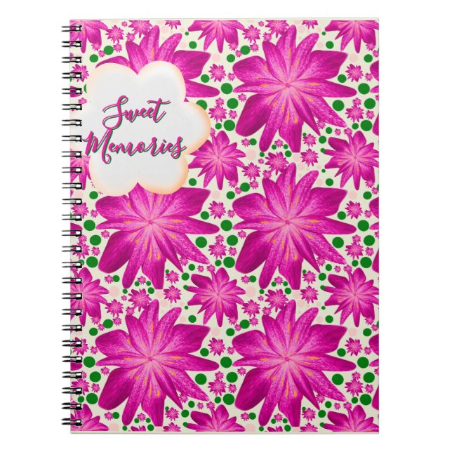 Cuaderno Custom Hot Pink Floral Seamless Pattern  (Frente)