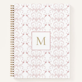 Cuaderno Custom Initial Dusty Rose Botanical Butterfly 