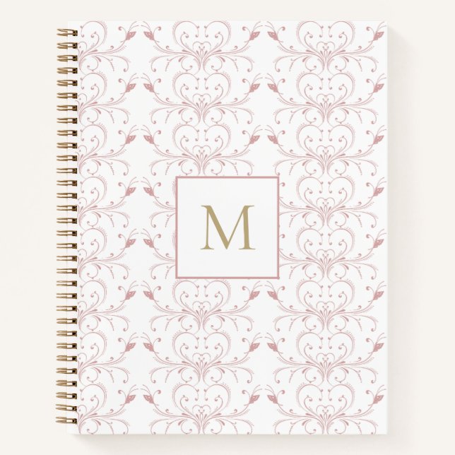 Cuaderno Custom Initial Dusty Rose Botanical Butterfly  (Anverso)