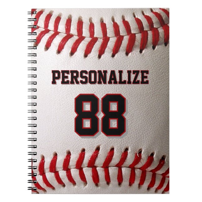 Cuaderno Custom Jersey Number & Name Baseball Player Design (Frente)