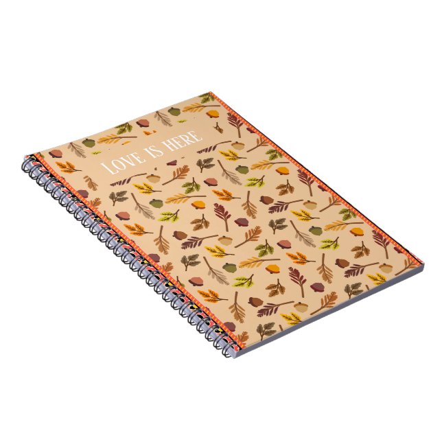 Cuaderno Custom Love is here Cozy autumn pattern Brown chic (Lado Derecho)