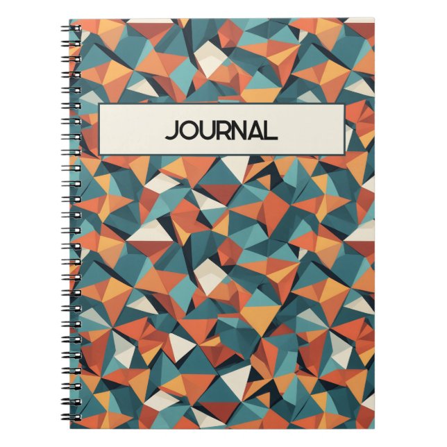 Cuaderno Custom Mid-Century Geometric Teal & Orange Pattern (Frente)