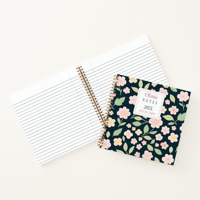 Cuaderno Custom Modern Pink Wildflowers (Interior)