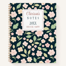 Cuaderno Custom Modern Pink Wildflowers