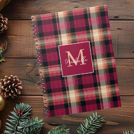 Cuaderno Custom Monogram Festive Gingham Style Pattern