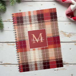 Cuaderno Custom Monogram Festive Gingham Style Pattern