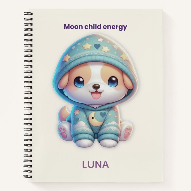 Cuaderno Custom Moon Child Energy Dog Journal (Anverso)