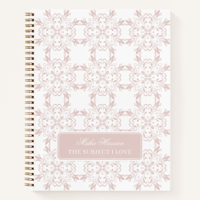Cuaderno Custom Name Blush Rose Vector Pattern Journal (Anverso)
