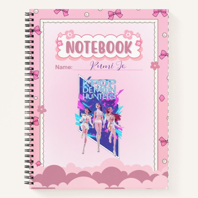 Cuaderno Custom Name Cute Pink Kpop Inspired Notebook  (Anverso)