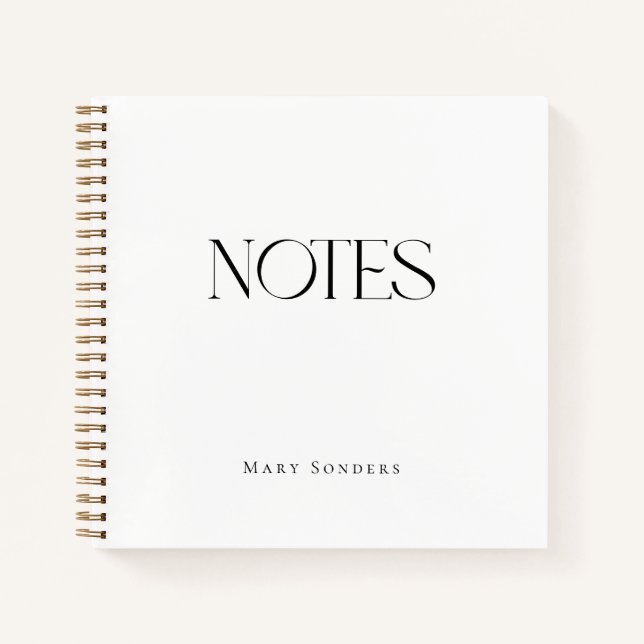 Cuaderno Custom Name Elegant Minimal Notes (Anverso)