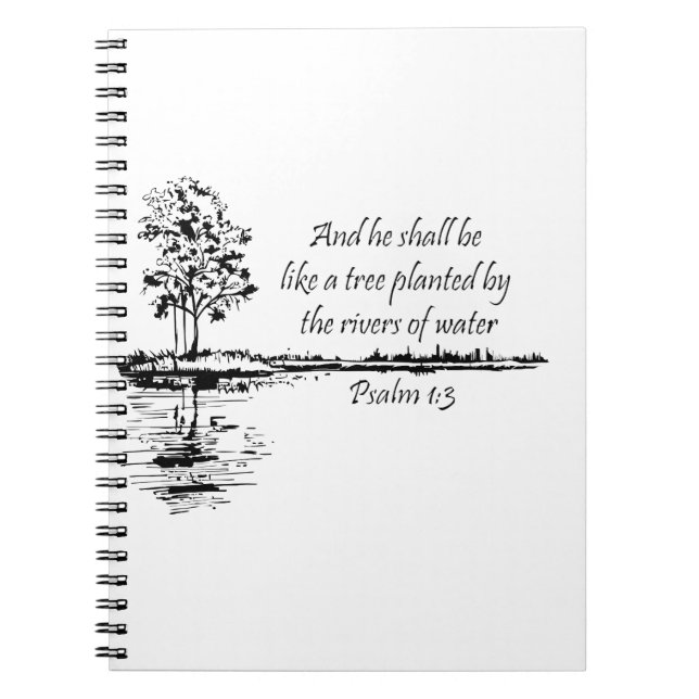 Cuaderno Custom Name Encouraging Scripture Psalm 1:3  (Frente)