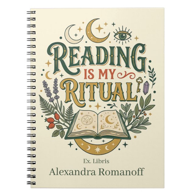 Cuaderno Custom Name Ex Libris Reading Is My Ritual (Frente)