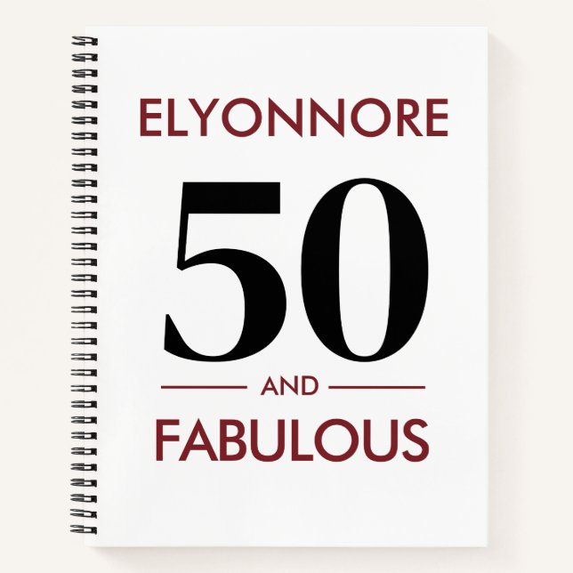 Cuaderno Custom Name Modern 50 And Fabulous Cherry Wine  (Anverso)