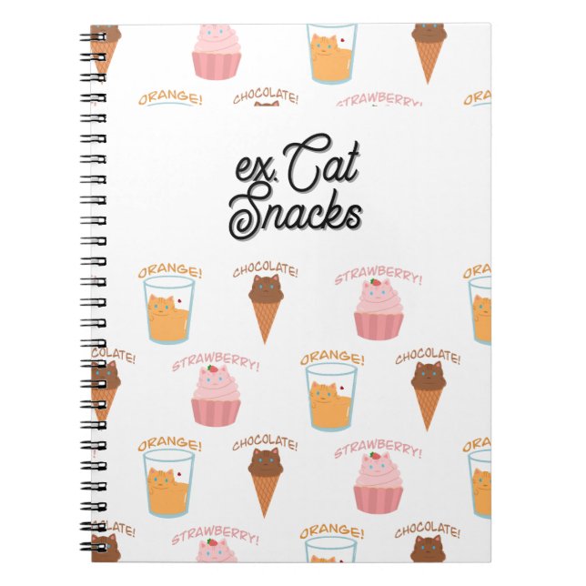 Cuaderno Custom Name Pink Cupcake and Black Cat Pattern  (Frente)