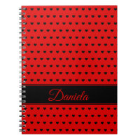 Custom Name - Red With Black Hearts