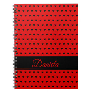 Cuaderno Custom Name - Red With Black Hearts