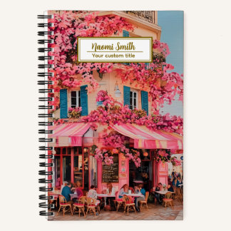 Cuaderno Custom Name/title Notebook – Pink Flower Café 
