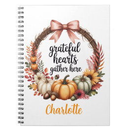 Cuaderno Custom name Unique autumn themed wreath