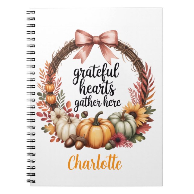 Cuaderno Custom name Unique autumn themed wreath  (Frente)