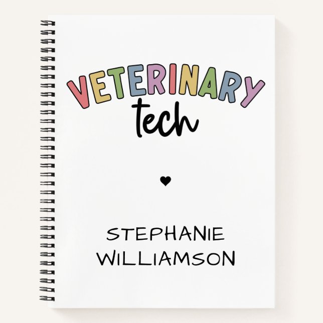 Cuaderno Custom Name Veterinary Tech | Técnico de Vet (Anverso)