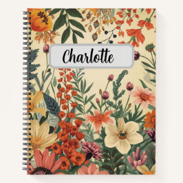 Cuaderno Custom name vintage floral pattern