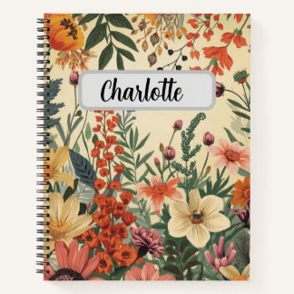 Cuaderno Custom name vintage floral pattern 