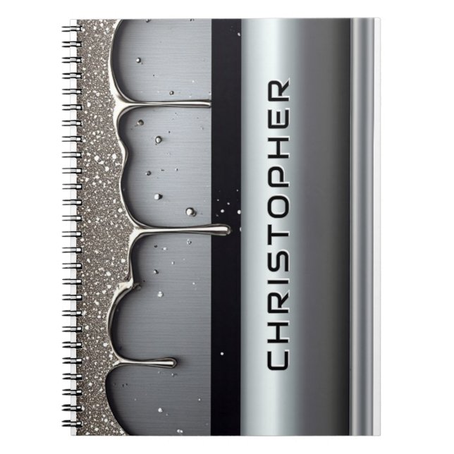 Cuaderno Custom Name With Dripping Liquid Metal (Frente)
