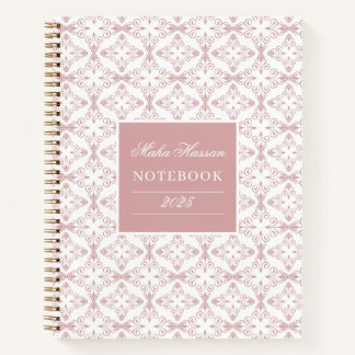 Cuaderno Custom Name & Year Dusty Rose Vector Pattern
