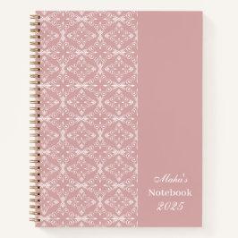 Cuaderno Custom Name & Year Dusty Rose Vector Pattern