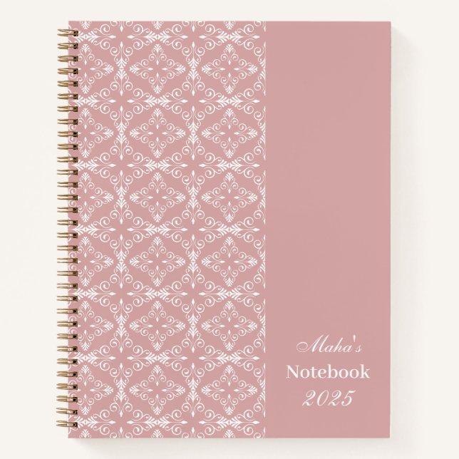 Cuaderno Custom Name & Year Dusty Rose Vector Pattern (Anverso)