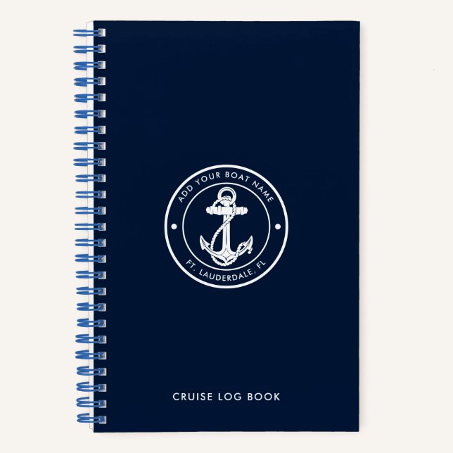 Cuaderno Custom Nautical Anchor and Boat Name (Anverso)