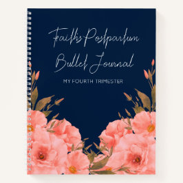 Cuaderno Custom Navy Floral Postpartum Journal For New Moms