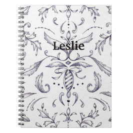 Cuaderno Custom Notebook Damask Black and White