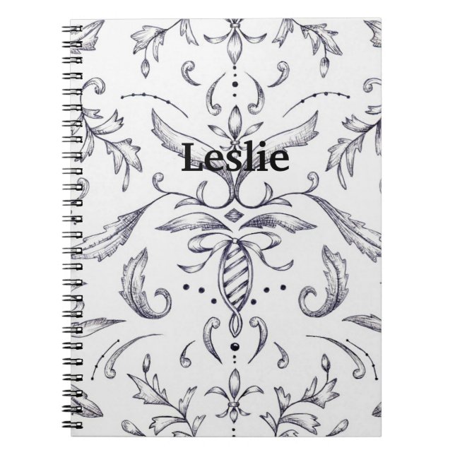 Cuaderno Custom Notebook Damask Black and White (Frente)