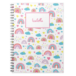 Cuaderno Custom Notebook With Name Rainbow Design for Girls
