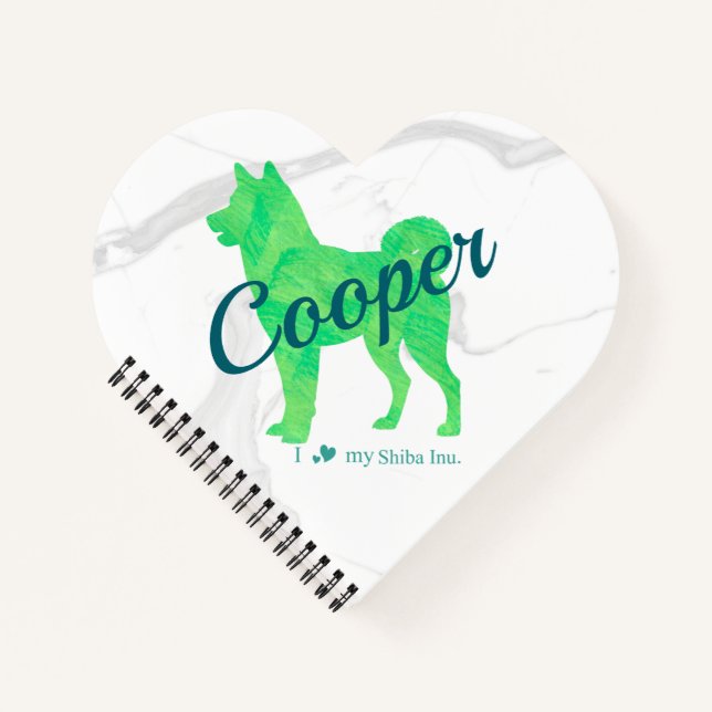 Cuaderno Custom Pastel Green Shiba Inu Silhouette  Notebook (Anverso)