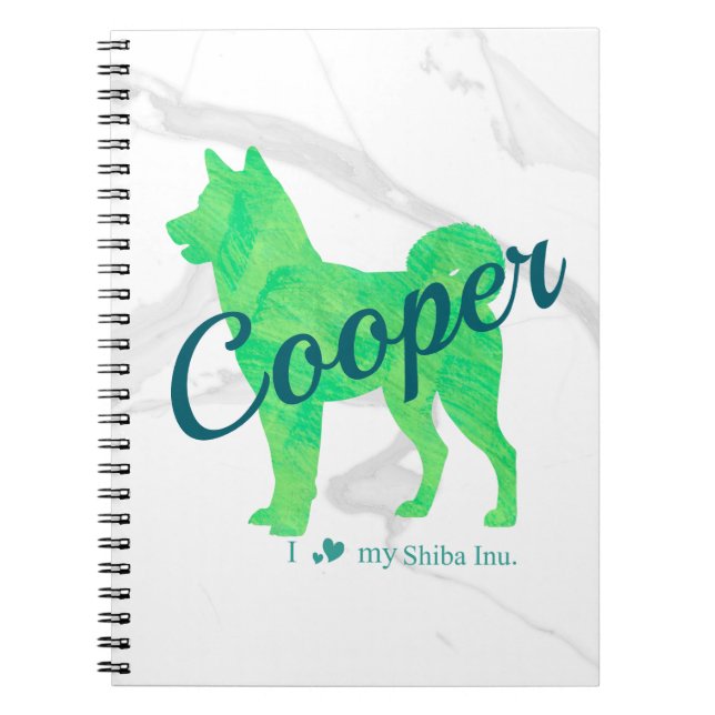 Cuaderno Custom Pastel Green Shiba Inu Silhouette  Notebook (Frente)