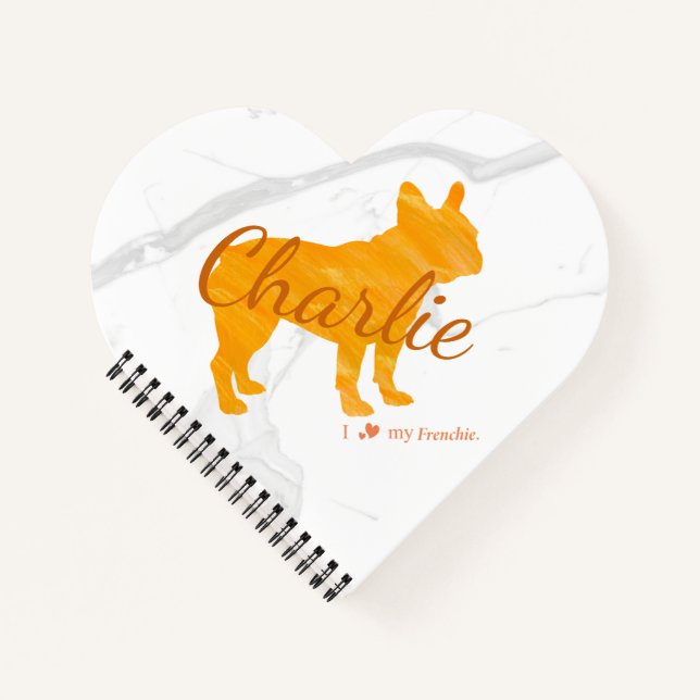 Cuaderno Custom Pastel Orange French Bulldog - Frenchie (Anverso)