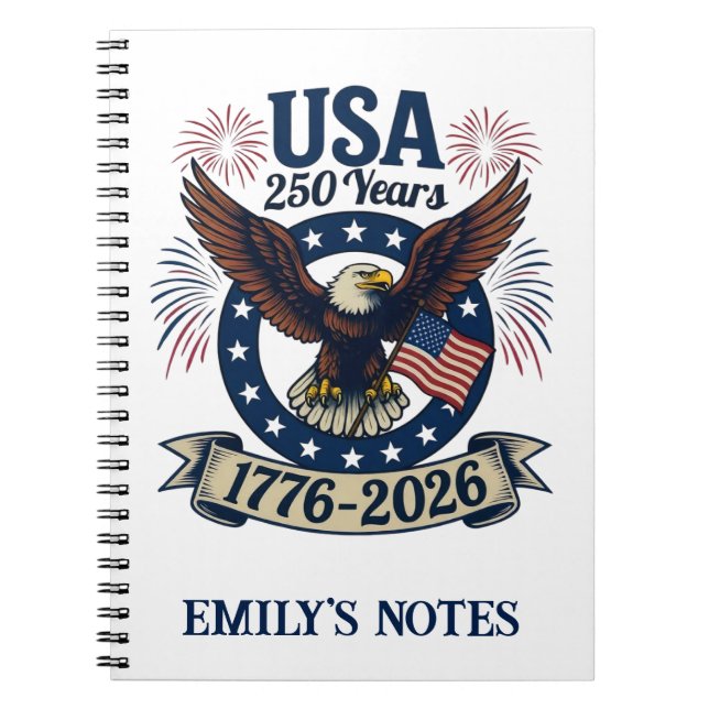 Cuaderno Custom Patriotic American Eagle 250 Years (Frente)