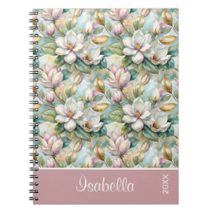Cuaderno Custom Pattern Elegant Magnolia Flowers