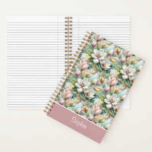 Cuaderno Custom Pattern Elegant Magnolia Flowers