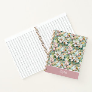 Cuaderno Custom Pattern Elegant Magnolia Flowers