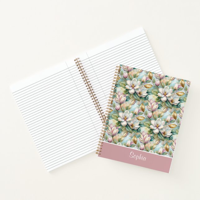 Cuaderno Custom Pattern Elegant Magnolia Flowers (Interior)