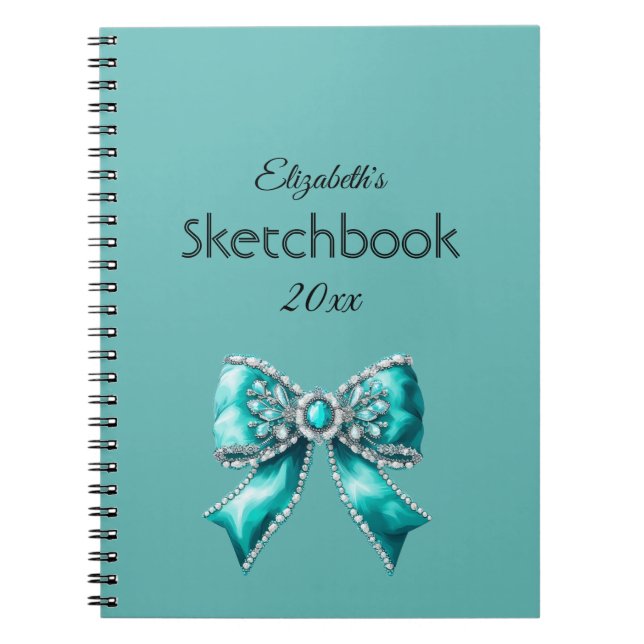 Cuaderno custom & personalized  name notebook with bow (Frente)