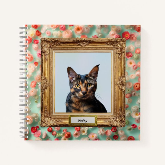 Cuaderno Custom Pet Portrait Notebook – Your Cat in a Frame (Anverso)