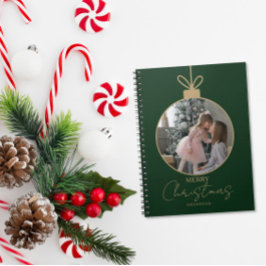 Cuaderno custom photo collage Merry Christmas bauble