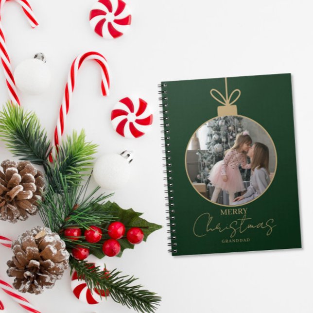 Cuaderno custom photo collage Merry Christmas bauble (Subido por el creador)