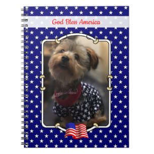Cuaderno Custom Photo Frame USA American Flag Patriotic Fun