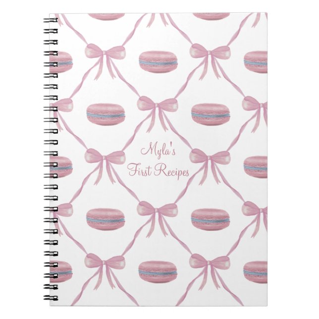 Cuaderno Custom Pink Macarons Frilly Coquette Recipe (Frente)